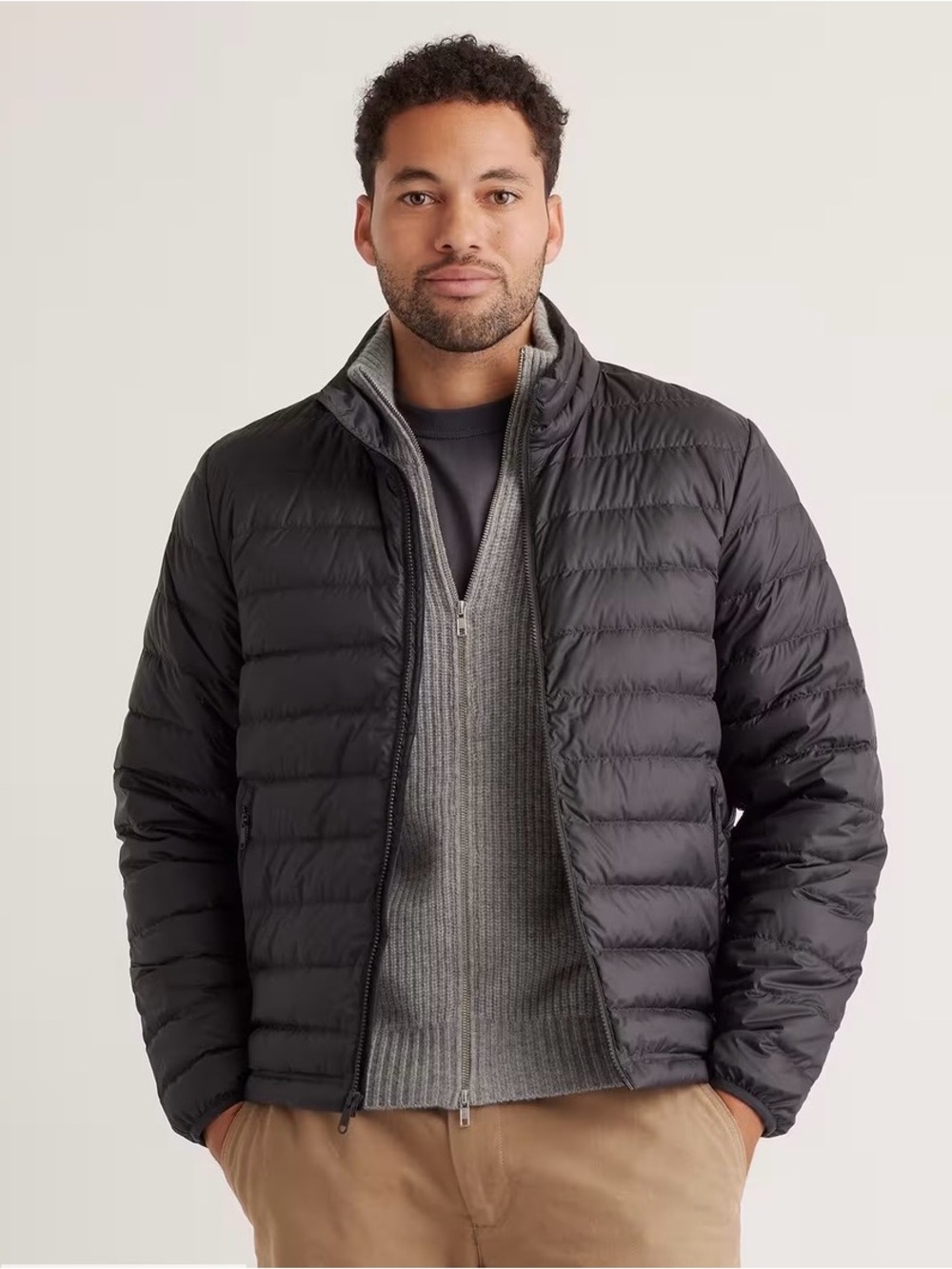 Quince lightweight packable black puffer jacket